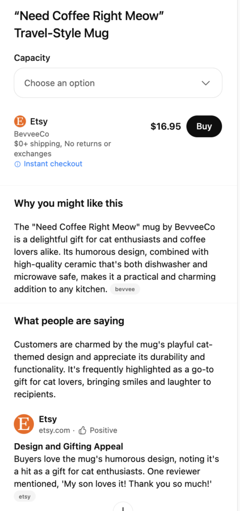 Product description for an Etsy item in ChatGPT